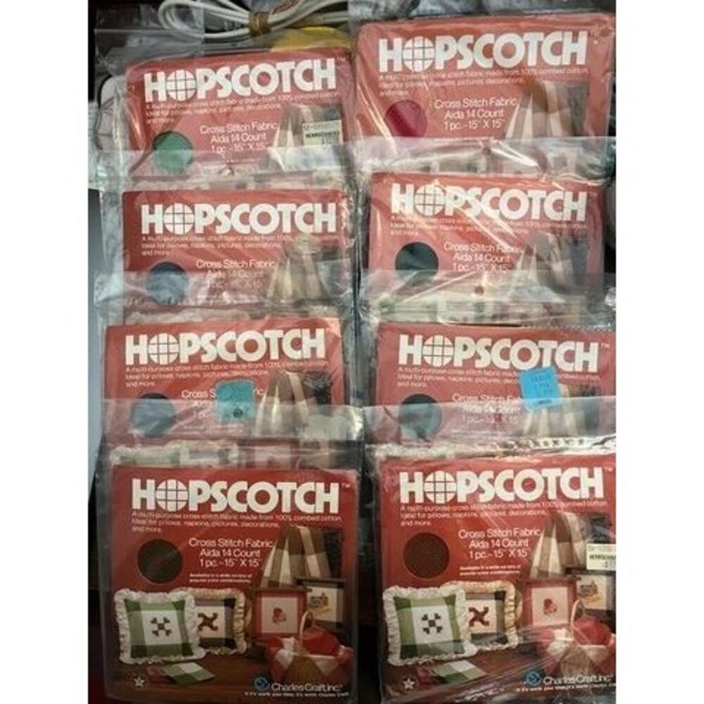 Charles Craft Hopscotch Aida 14 Count Cross Stitch Fabric - Lot of 8